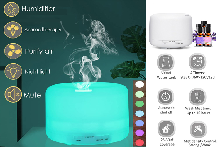 Cool Mist Humidifier Aroma Eterinių aliejų difuzorius