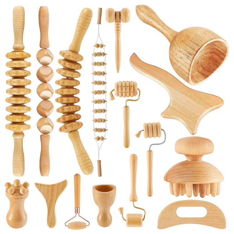 Kūno Roller Wood Therapy masažo įrankių rinkinys