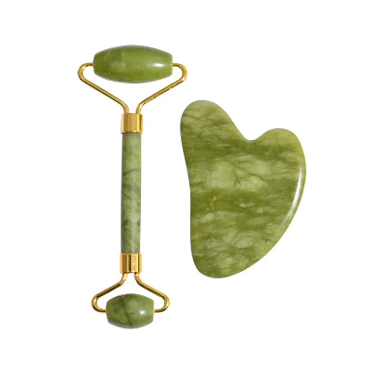 Aukštos kokybės veido masažuoklis „Natural Gua Sha Green Jade Roller“