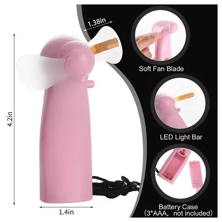 Naujas mini nešiojamasis patogus LED pasirinktinio pranešimo baterijos ventiliatorius