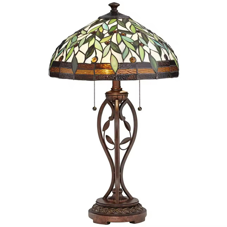 Nordic Antique Prabangus Vitražas Vintage Tiffany Stalinis šviestuvas
