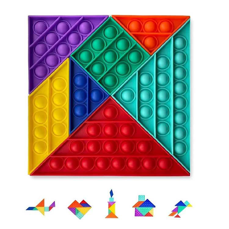 Silikono sensorinis Tangram Bubble Pop it Fidget žaislas